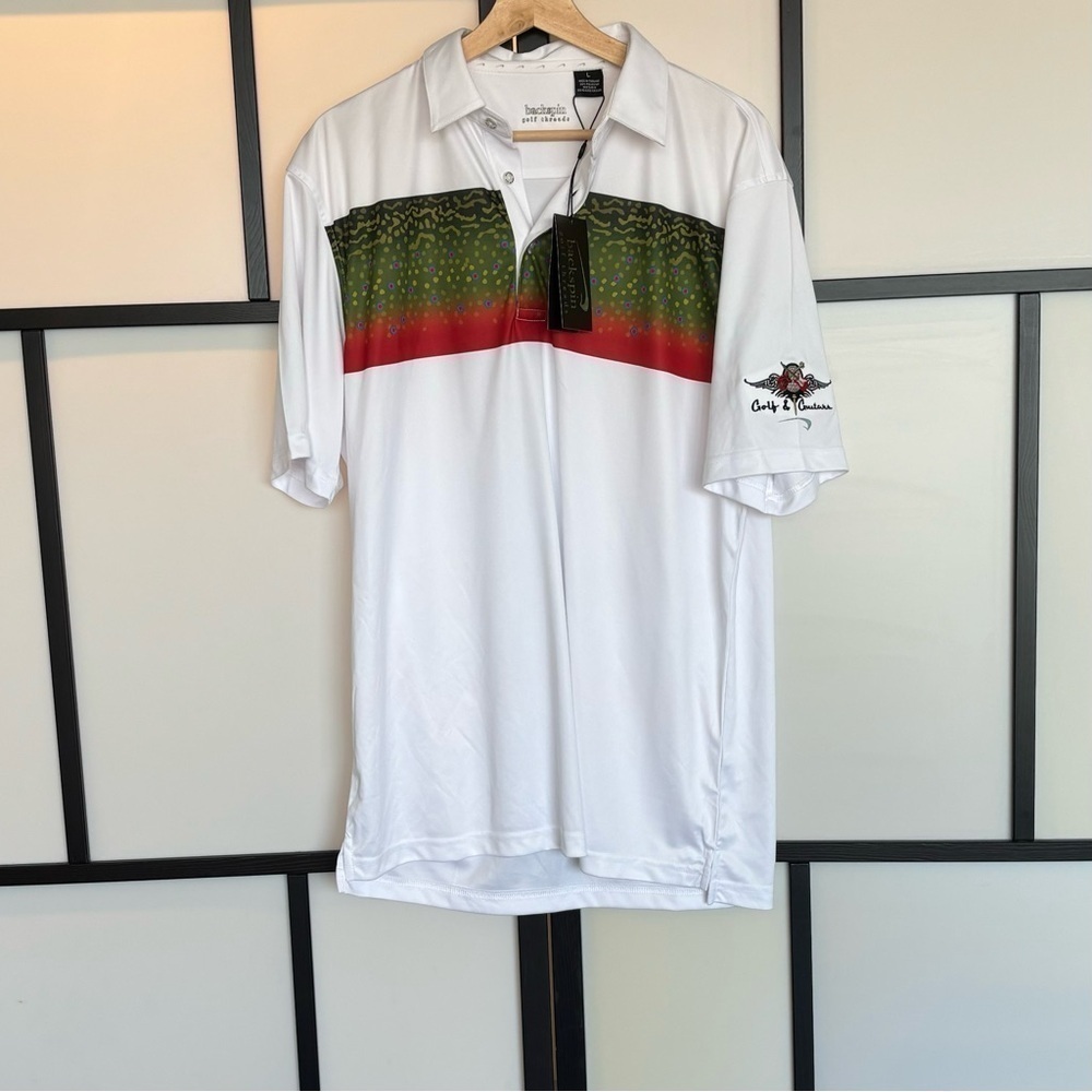 Backspin golf threads short sleeve polo shirt men’s Large. Spring/summer. NWT